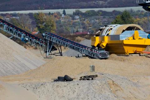 Large machines for sand mining Stock Photos