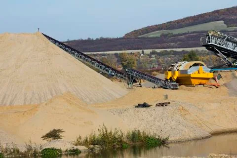 Large machines for sand mining Stock Photos