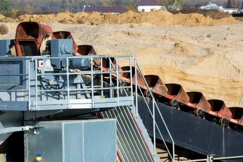 Large machines for sand mining Stock Photos