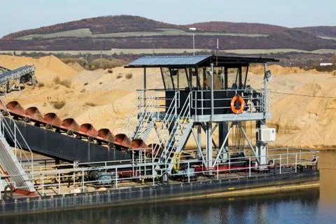 Large machines for sand mining Stock Photos