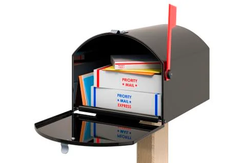 Large Mailbox with parcels, 3D rendering Stock Illustration