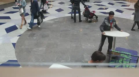 In a large Mall, people are shopping Stock Footage 10861553