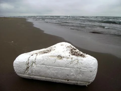 Large man-made plastic block on japan sea coast Stock Photos