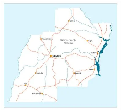Large map of Barbour County in Alabama Stock Illustration