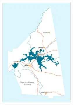 Large map of Cherokee County in Alabama Stock Illustration