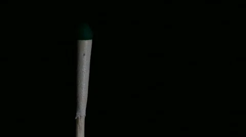 Large Match burning.  Macro shot on black background. Slow motion 60p from 120. Stock-Footage 61566048