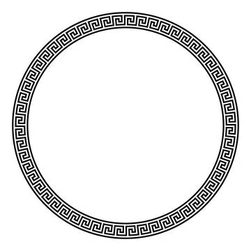 Large meander circle frame, decorative border with seamless Greek key pattern Stock Illustration