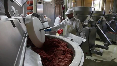 Large meat grinder for make a forcemeat  Stock Footage 81068727
