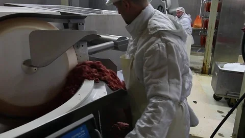 A large meat grinder makes minced meat  Stock Footage 81070162