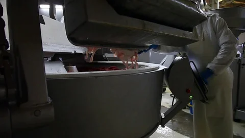 Large meat grinder for making sausage Stock Footage 81068650