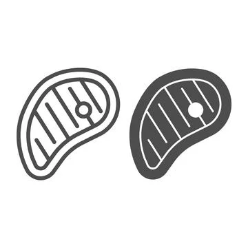 Large meat steak line and solid icon, englishbreakfast concept, meat steak Stock Illustration