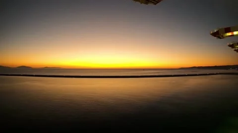 Large medieval ship sailing Caribbean sea at golden sunset. Stock Footage 219937474