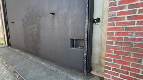 Large Metal Flood Protection Gate Video stock 342278259