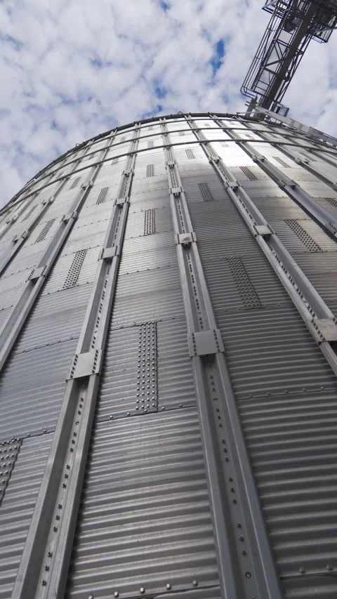 Large metal grain elevator outdoors. Stock Footage 292011837