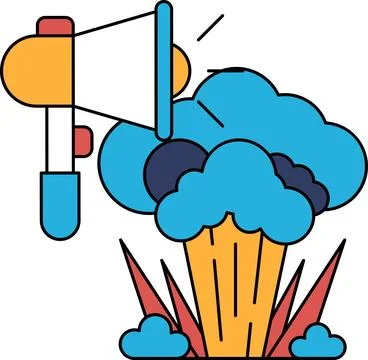 A large microphone is pointing at a cloud of smoke Stock Illustration