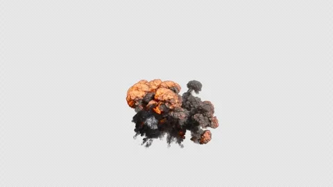 Large Military Blast Explosion 2 Speeds - Transparent Background Alpha 4K 24p Stock Footage 344303274