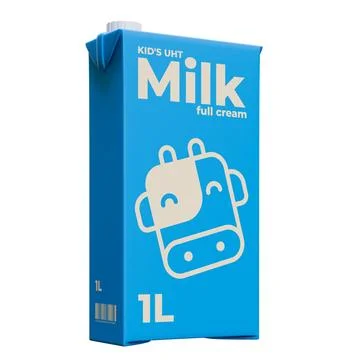 Large Milk Front Left View 3D Render Illustration Stock Illustration