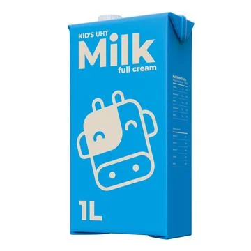 Large Milk Front Right View 3D Render Illustration Stock Illustration