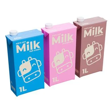 Large Milk Isometric Front Left View in Three Variant 3D Render Illustration Stock Illustration