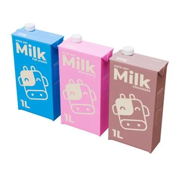 Large Milk Isometric Front Right View in Three Variant 3D Render Illustration Stock Illustration