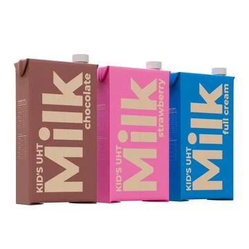 Large Milk Rear Left View In Three Variant 3D Render Illustration Illustrazione stock