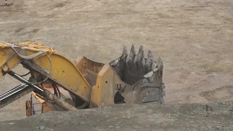 Large mining excavator extracts rock. Mining industry Stock Footage 211412166