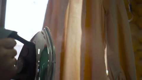 A large mirror steamer is in operation. Work in the laundry Stock-Footage 196934329