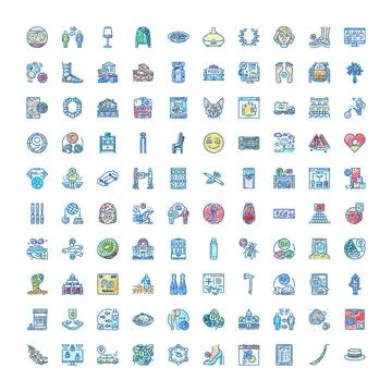 Large miscellaneous doodle icon collection illustrating various concepts Stock Illustration