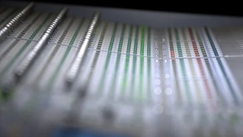 Large mixing console in the recording Studio Stock Footage 107146822