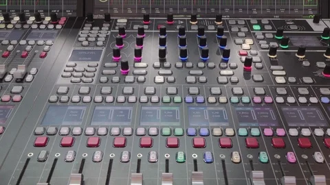 Large mixing console for sound control Stock Footage 119847341