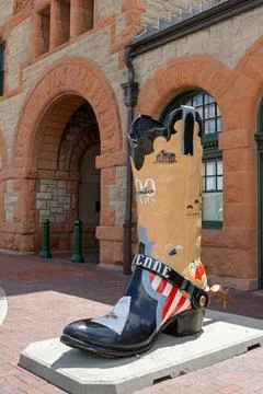 Large model of a cowboy boot on display in Cheyenne Foto stock