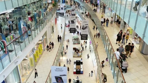 Large modern bright shopping centre  Stock Footage 282507462