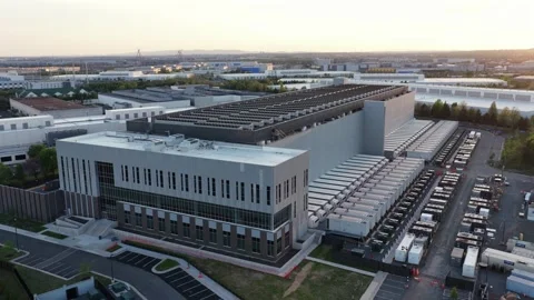 Large modern data center campus in Ashburn, Virginia, USA, with rows of server Stock Footage 333880813