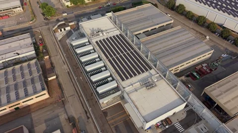 Large Modern Data Center Campus Aerial View Infrastructure Stock Footage 342185043