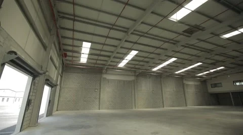 Large Modern Empty Industrial Warehouse Stock Footage 63086429