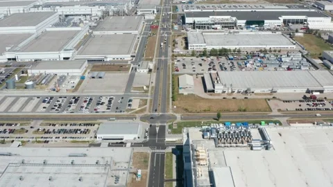 A large modern factory for the production of electronic equipment and batteries Stock Footage 225664478