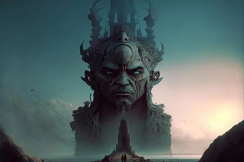 A Large Monument To A Deity On The Plains Stock Illustration