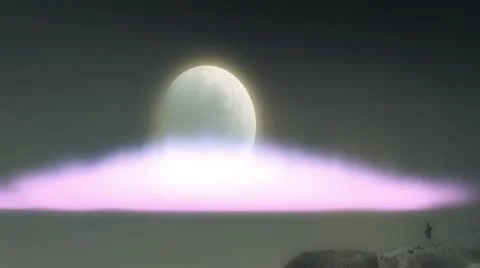 Large Moon, with Aurora Effect as Lower Third Stock Footage 11024713