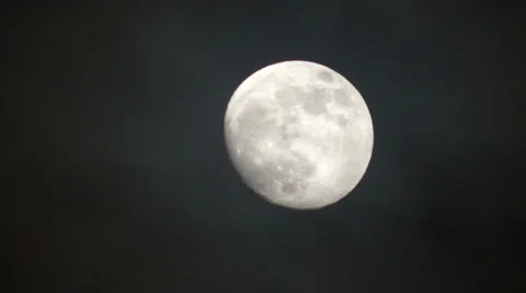 Large Moon with drifting clouds - 2 in 1 clip - no grading - HD Stock-Footage 49775165
