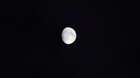 Large Moon In The Sky With Clouds At Night. Well Visible Surface Of The Big Moon Stock-Footage 88111294
