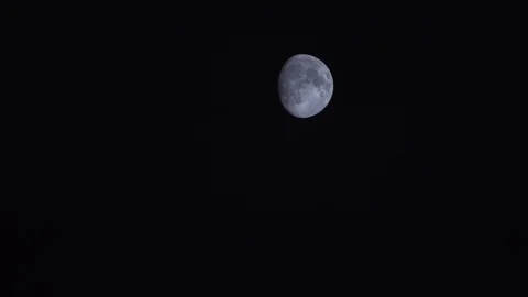 Large Moon In The Sky With Clouds At Night. Well Visible Surface Of The Big Moon Stock-Footage 88193036