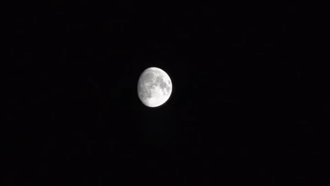 Large Moon In The Sky With Clouds At Night. Time-lapse. Visible Surface. Stock Footage 88416371