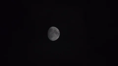 Large Moon In The Sky With Clouds At Night. Time-lapse. Visible Surface. Stock Footage 88417327