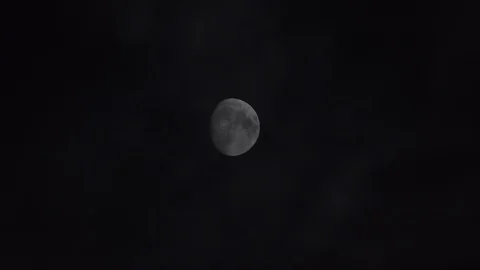 Large Moon In The Sky With Clouds At Night. Well Visible Surface Of The Big Moon Stock Footage 88449733