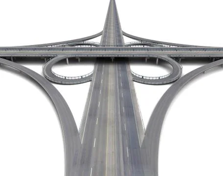 Large motorway crossroads perspective view illustration 스톡 일러스트