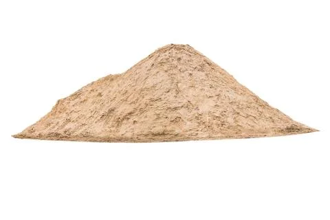 A large mound of sand for construction isolated on a white background. Stock Photos