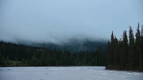 A large mountain river cascades towards the viewer Stock Footage 141749203