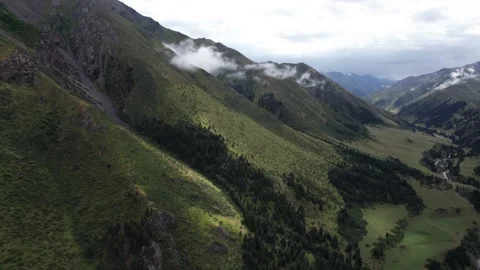 Large mountains covered with green grass and rocks Stock-Footage 295787429