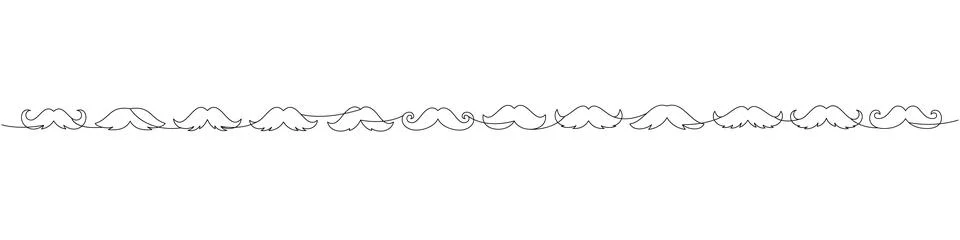 Large moustache border in continuous line style. Minimal one line vector Stock Illustration