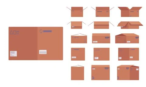 Large moving cardboard box set Illustration